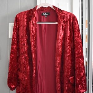 Lulu’s Red Velvet Buttonless Sweater